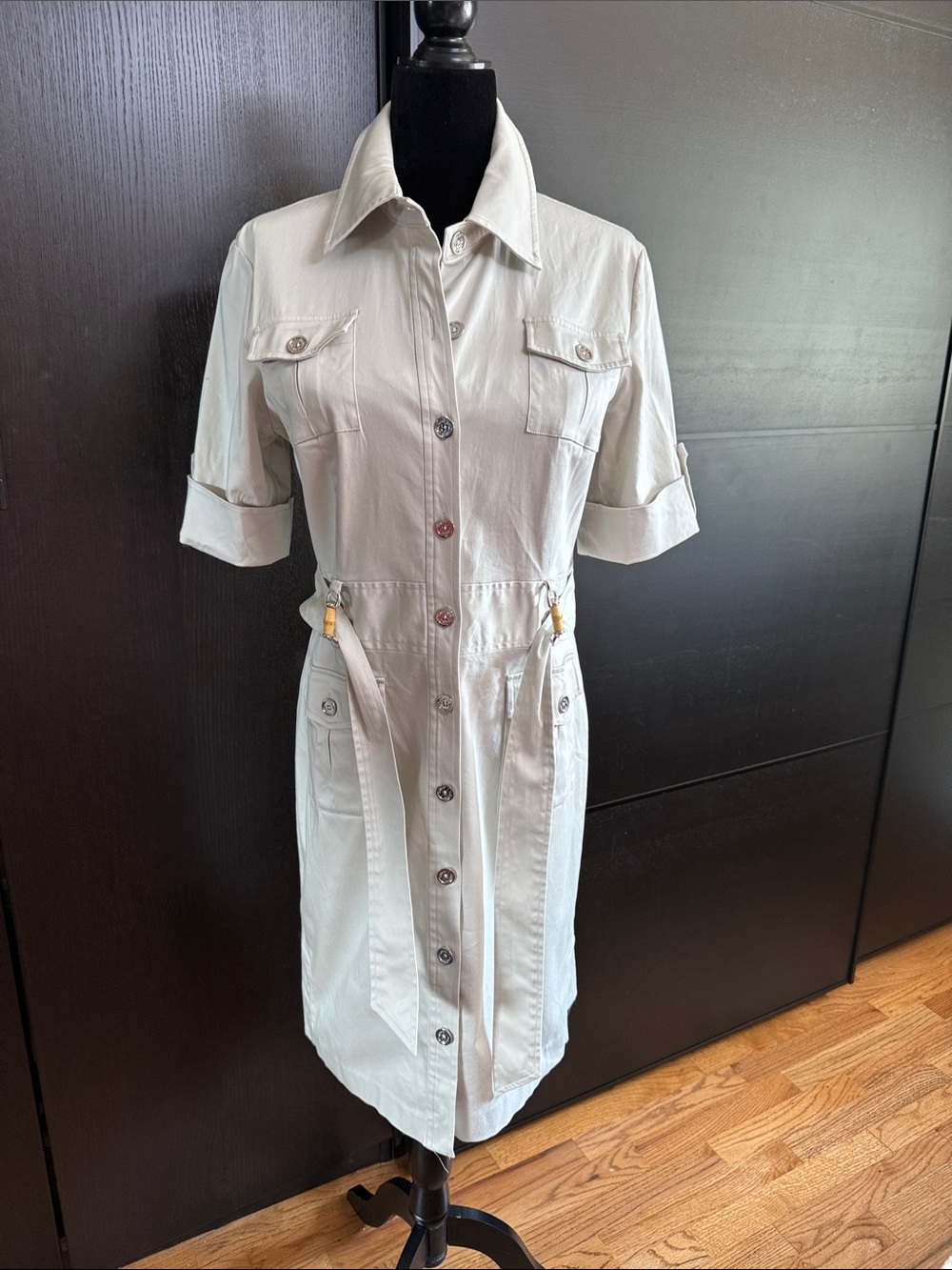 Jones New york Shirt Dress w/bamboo belt loop accents Sz 12